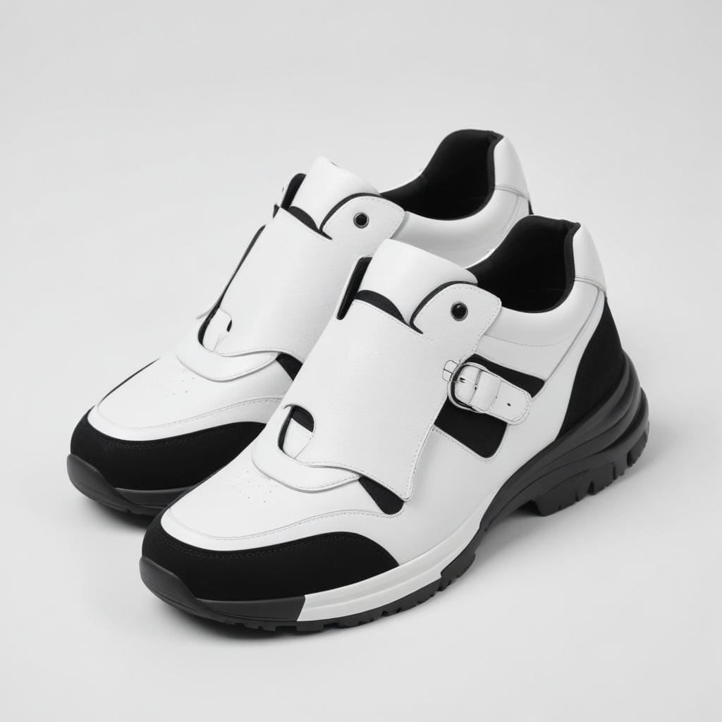 Stylish white and black sneakers